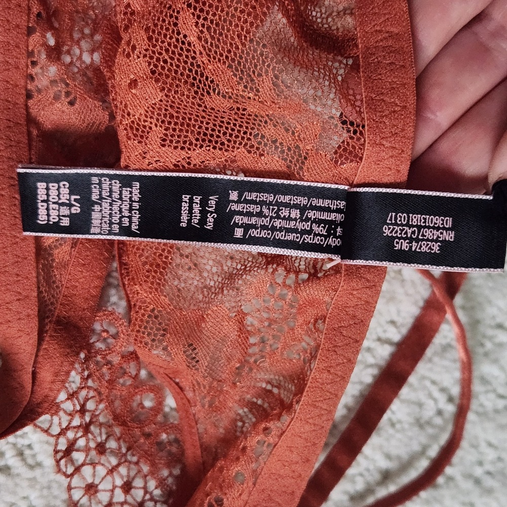 Victorias Secret Very Sexy Lace Racerback Bralette Terracotta Rust size Large - Picture 4 of 6